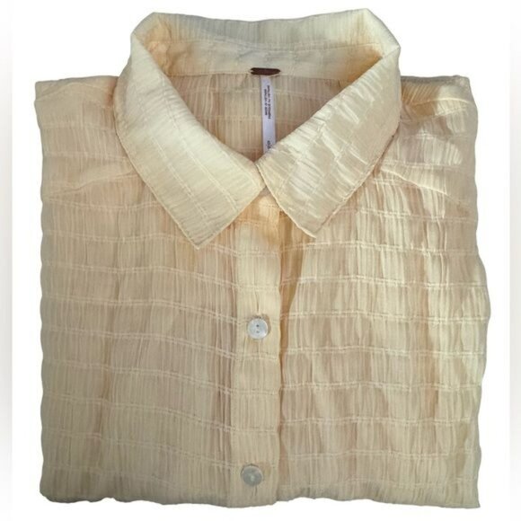 Free People Love Life Sheer Buttondown in Sundappled Size Small - Picture 3 of 10